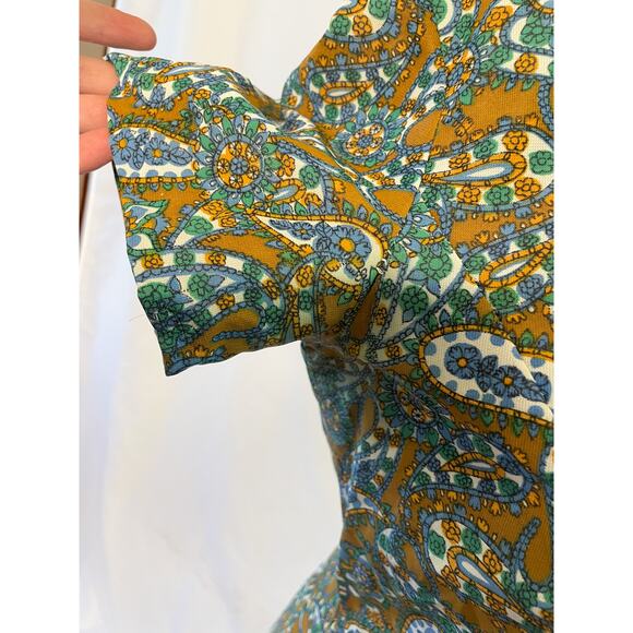 1970s Faux Two-Piece Paisley Dress – Size 12, Lined, Side Zip, Flaws - Picture 8 of 16